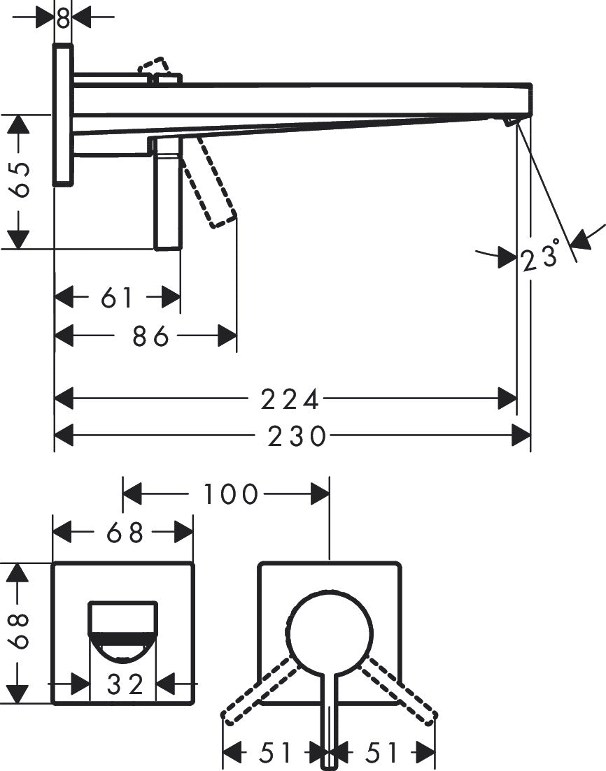 Hansgrohe Tecturis E Single Lever Basin Mixer for Concealed Installation with Spout 225mm dimensions