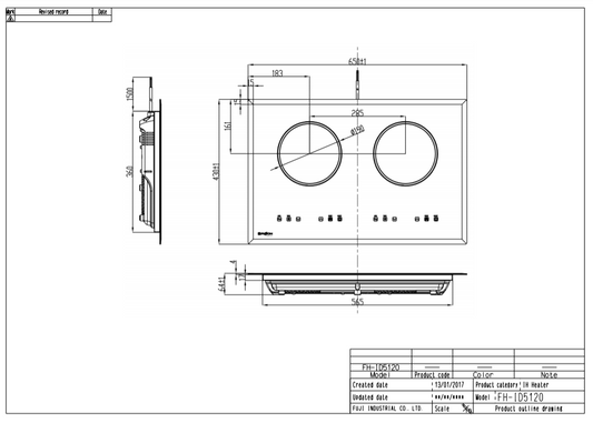 Fujioh FH-ID5120 2-zone induction hob dimensions