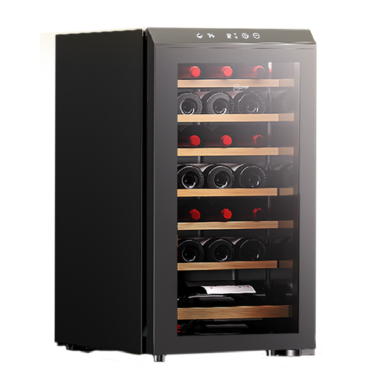 Mayer MMWC34BCS 34 bottle wine chiller, left view