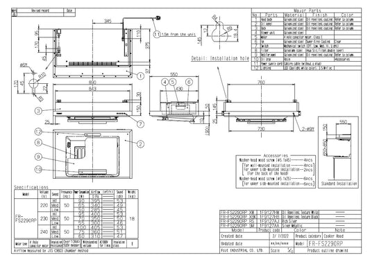 Fujioh FR-FS2290 dual-tone dimensions