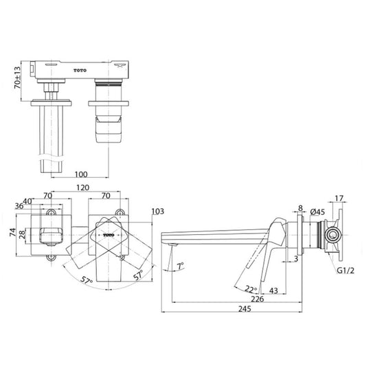 TOTO TLG10308 dimension drawing