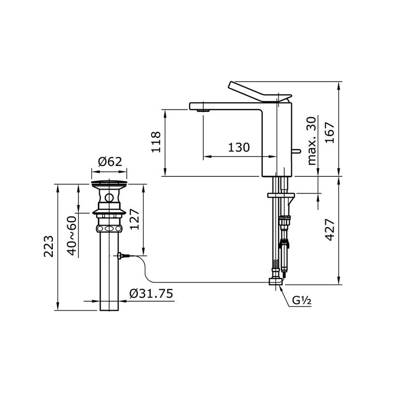 TOTO TX115LQBR dimension drawing