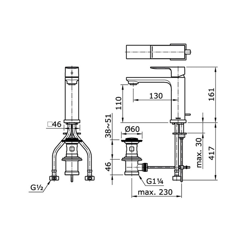 TOTO TX115MMA dimension drawing
