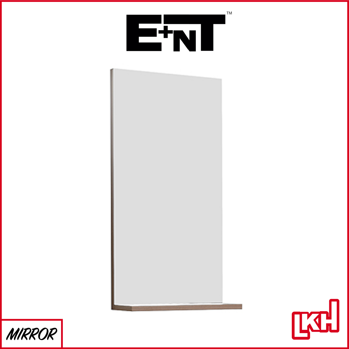 E+NT Y3870 P.WN PVC Mirror with Shelf (P.Brown Walnut)