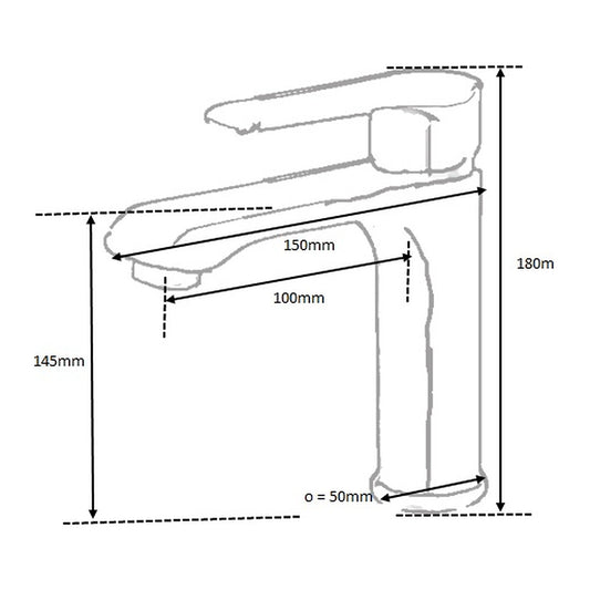 E+NT Basin Mixer 8201 dimensions