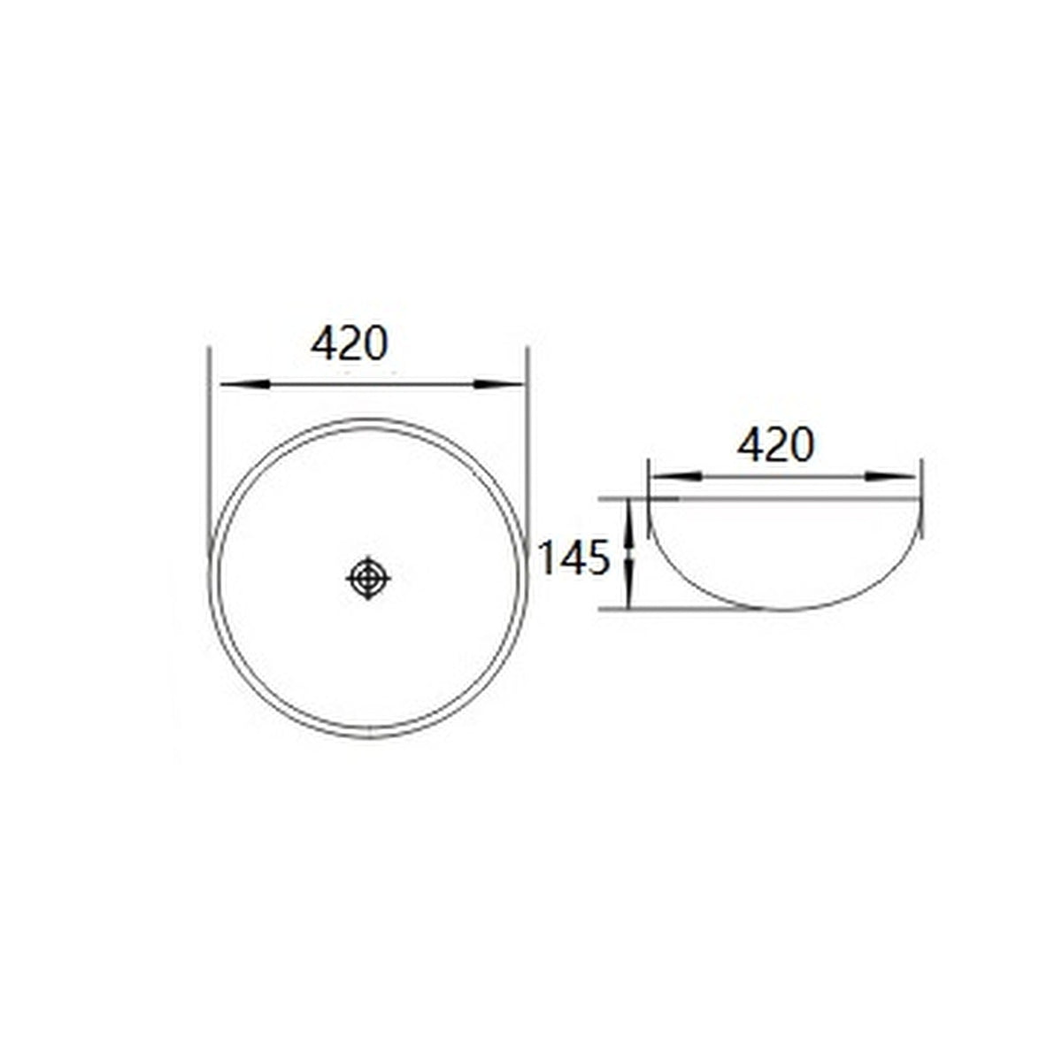 E+NT Counter Top Basin E-3205 dimensions