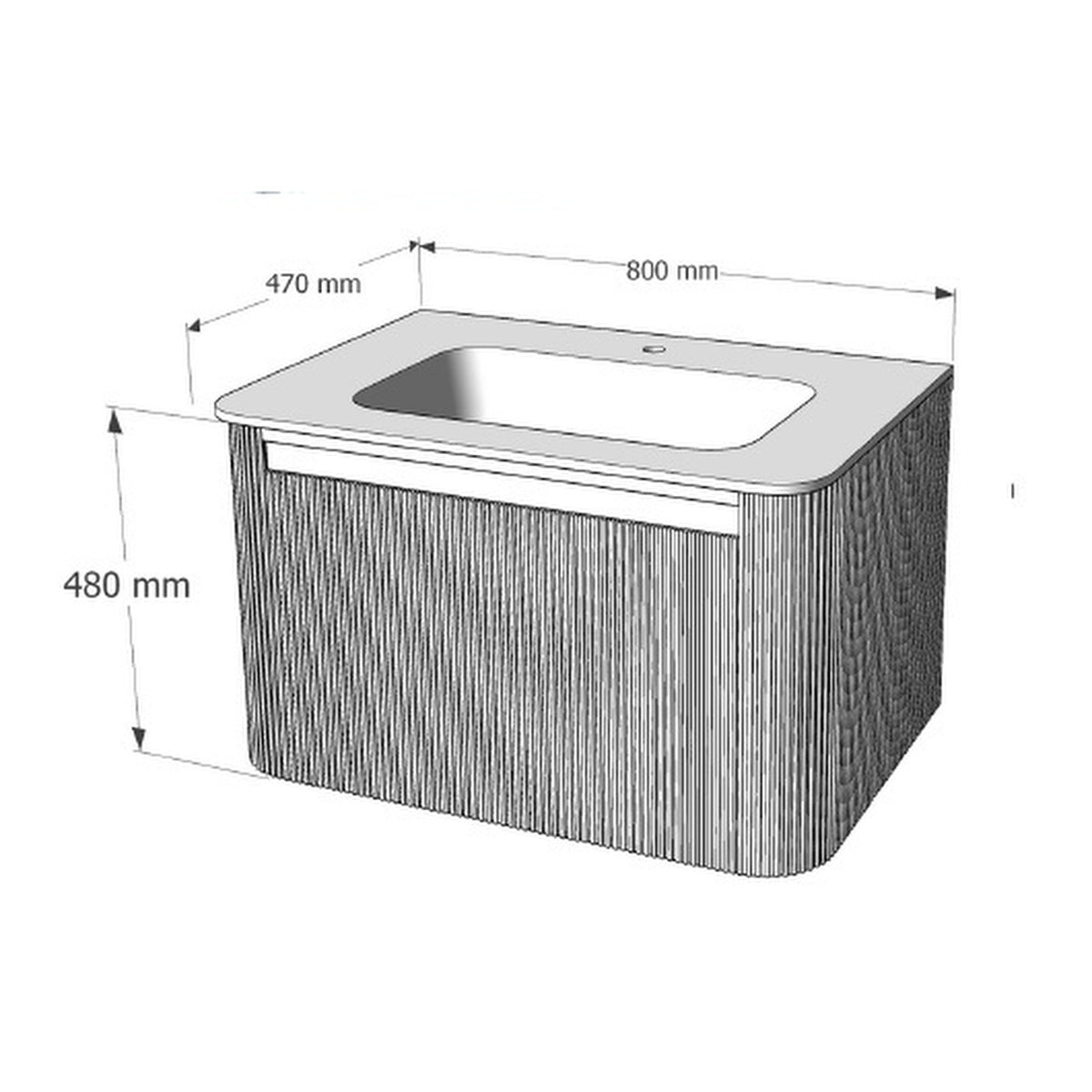 E+NT LD-5287 80cm Basin Cabinet Set dimensions