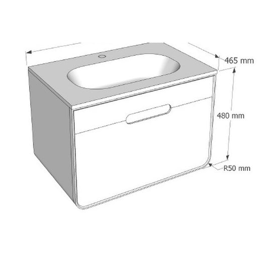 E+NT LD-9710 70cm Basin Cabinet Set dimensions