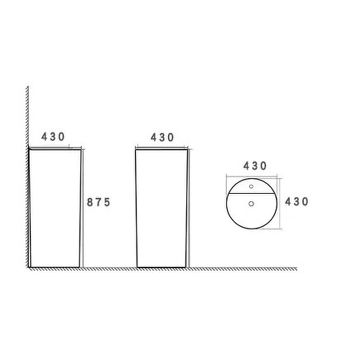 E+NT Pedestal Basin E-058B dimensions