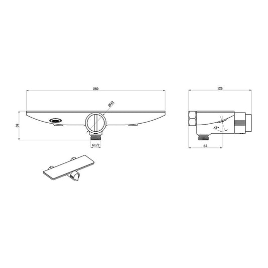 ent Cool Bath Mixer with Marble Shelf 81550, Gun Metal dimensions