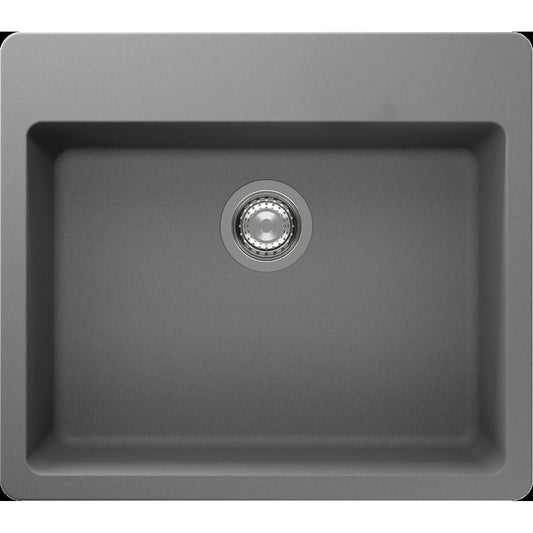 ent Signature Series Single Bowl Granite Sink #S3 Top Mount Pebble Grey