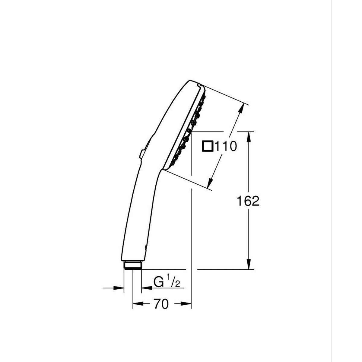 GROHE Tempesta Cube 110 Hand Shower 27574003 dimensions