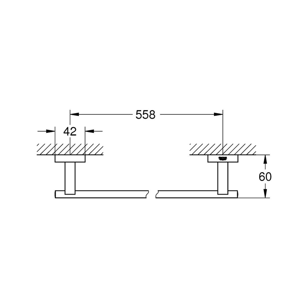 GROHE Essentials Cube Towel Holder 40509001 dimensions