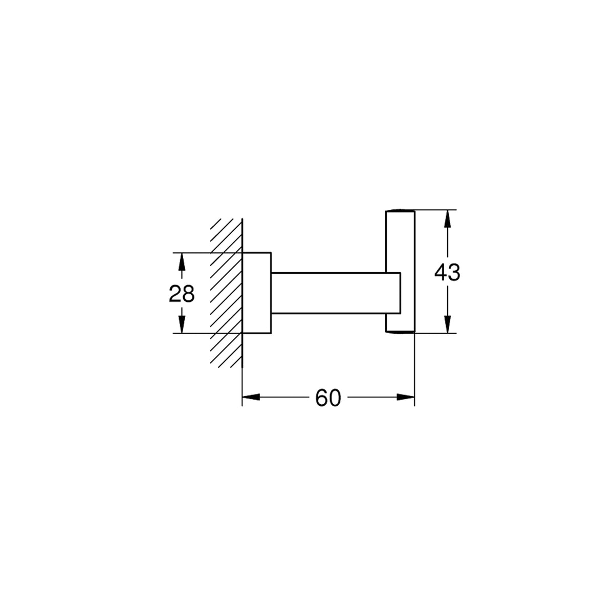 GROHE Essentials Cube Robe Hook 40511001 dimensions