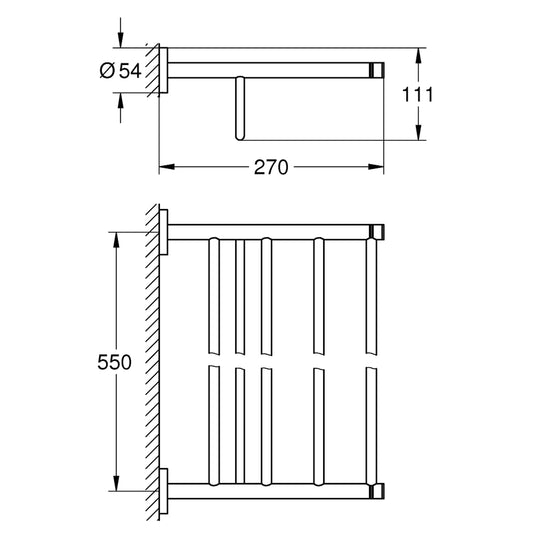 GROHE Essentials Multi Bath Towel Rack 40800001 dimensions