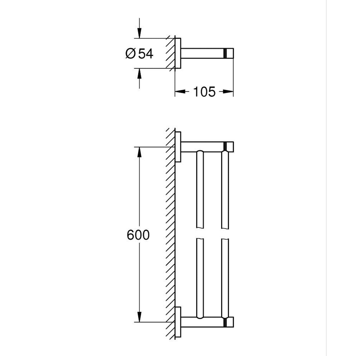 GROHE Essentials Double Towel Rail 40802001 dimensions