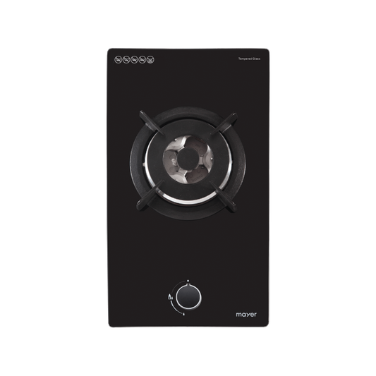 Mayer MMGH310H 30cm domino gas hob, angled view