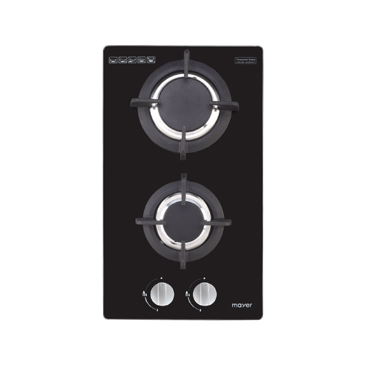 Mayer MMGH320H 30cm 2-burner domino gas hob, angled view