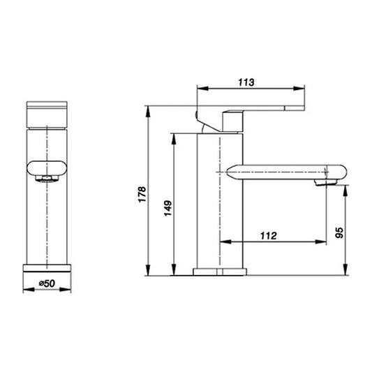 NOUS Basin Mixer 50B2 dimensions