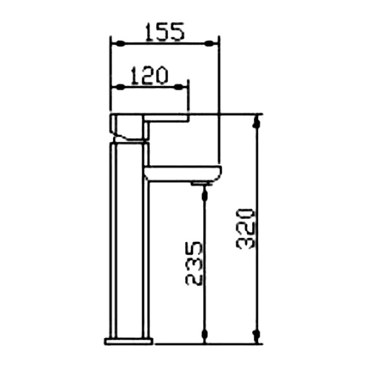 NOUS Tall Basin Mixer 4001 dimensions