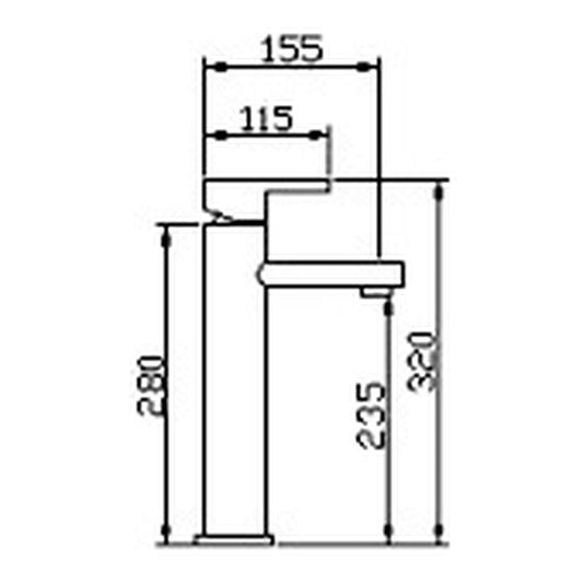 NOUS Tall Basin Mixer 5001 dimensions