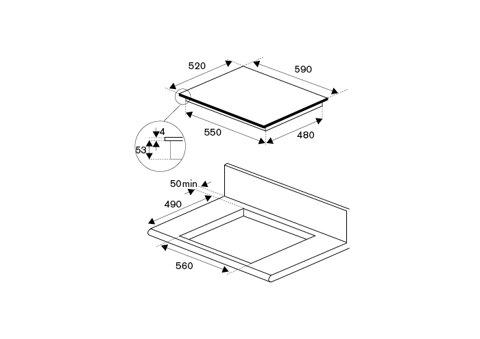 induction cooker dimension