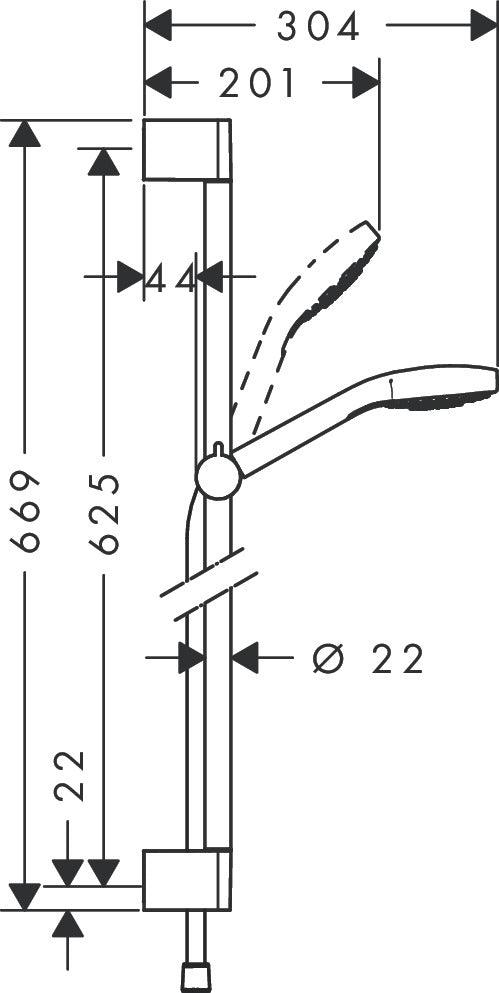 hansgrohe 26580400 shower set dimension