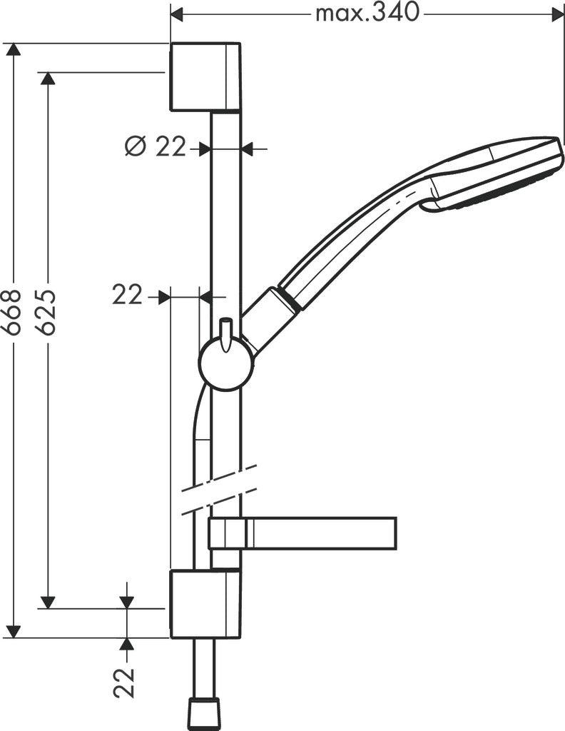 hansgrohe 27772000 shower set dimension