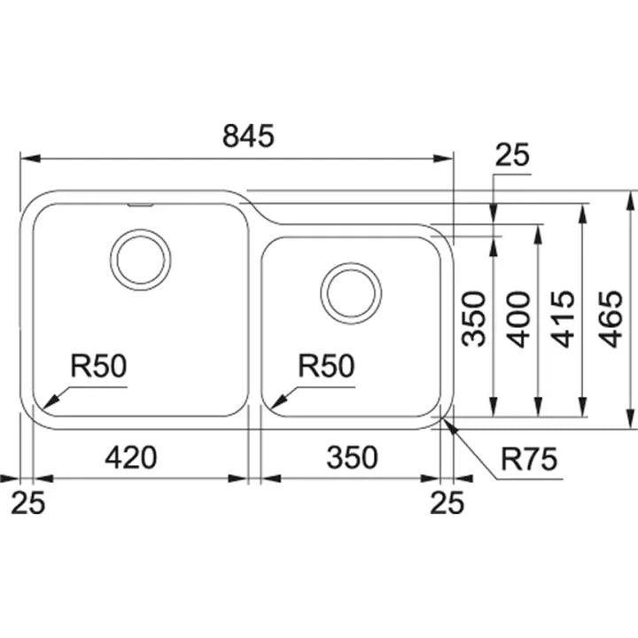 franke BCX 120-42/35 kitchen sink dimension