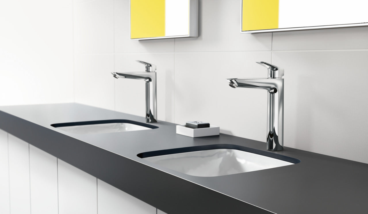 two basins with hansgrohe basin mixer