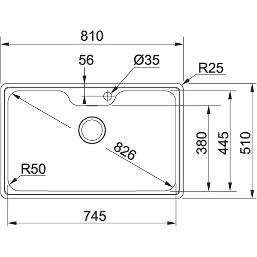 franke BCX 610-81 kitchen sink dimension