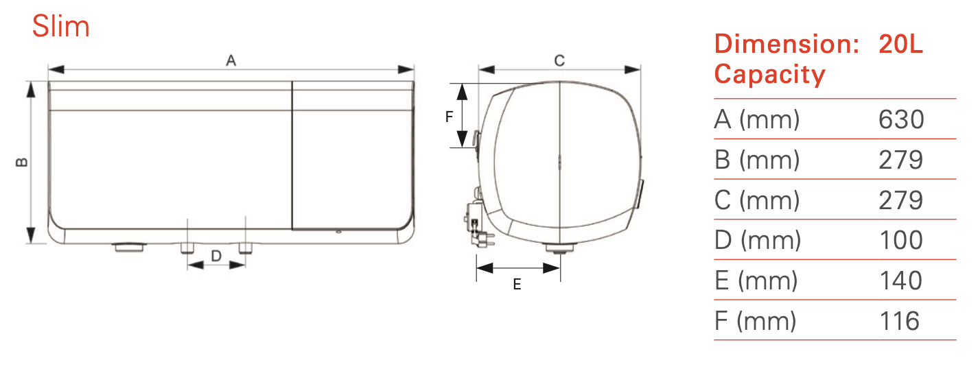 Viessmann Comfort Classic Slim 20 Litres Storage Heater