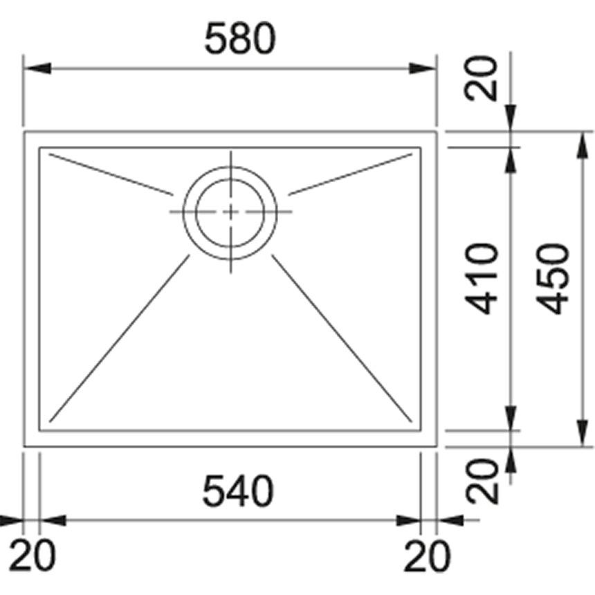 franke PZX 110-54 kitchen sink dimension