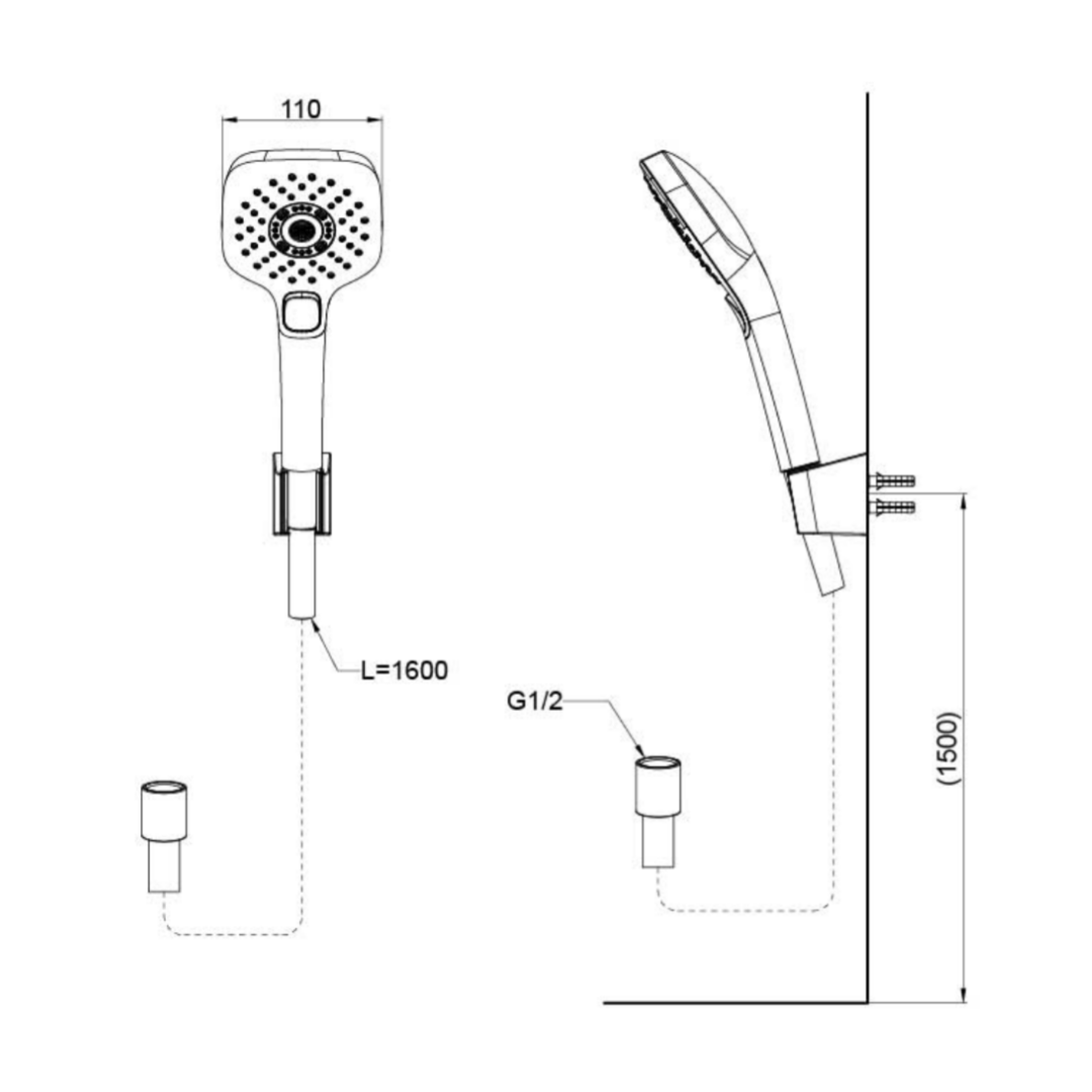 toto shower head dimension