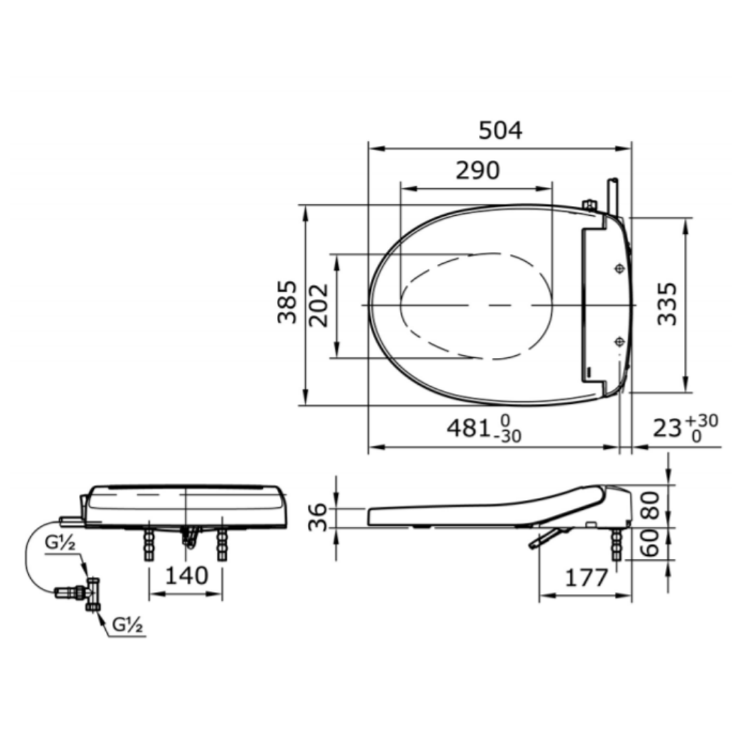 toto ecowasher bidet seat cover dimension