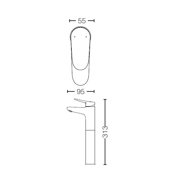 toto tall basin mixer dimension