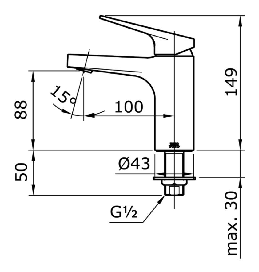 toto basin mixer dimension