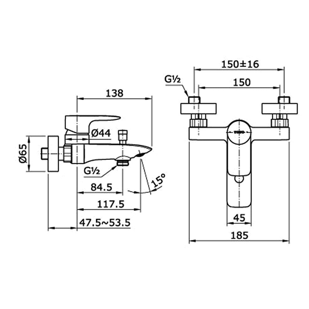 TOTO GA Single Lever Bath & Shower Mixer TBG04302