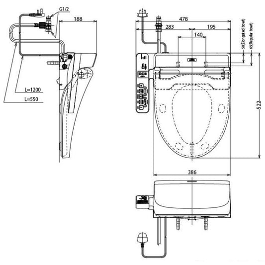 TOTO Adjustable Washlet with Remote TCF6631 view 2