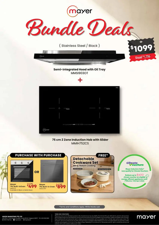 Mayer Q4 bundle deal: MMSI903OT hood plus MMIH752CS induction hob for $1,099
