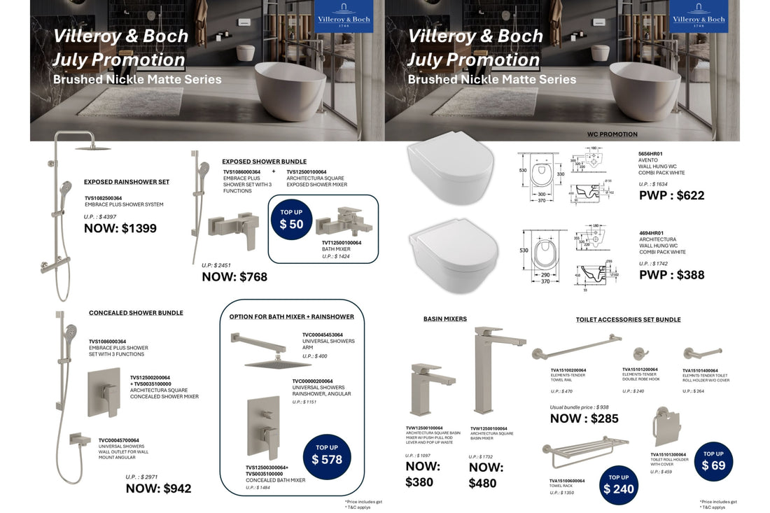 62-77% OFF Villeroy and Boch bathroom bundles!