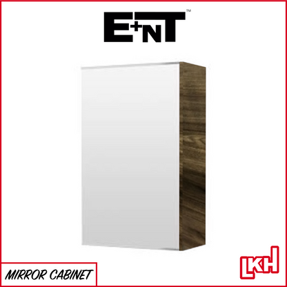 E+NT 1018BW Stainless Steel Mirror Cabinet (Walnut)