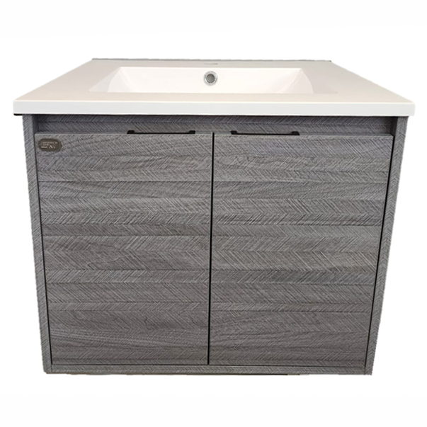 E+NT Y60BC-GW 60cm PVC Basin Cabinet (Grey Wood Grain)