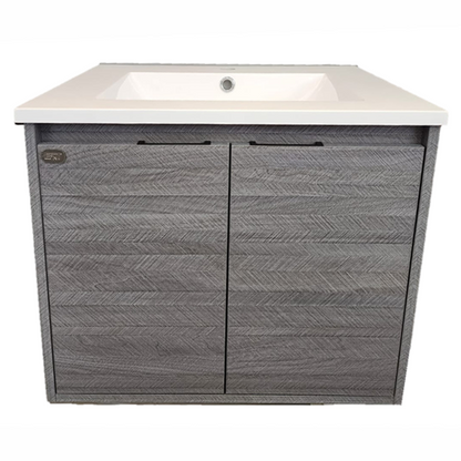E+NT Y60BC 60cm PVC Basin Cabinet Grey Wood Grain