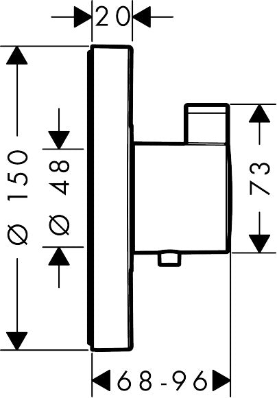 Hansgrohe ShowerSelect S Thermostat HighFlow for Concealed Installation 15741000 dimensions