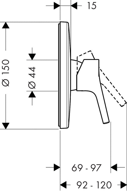 Hansgrohe Talis S Single Lever Shower Mixer for Concealed Installation 72605000 dimensions