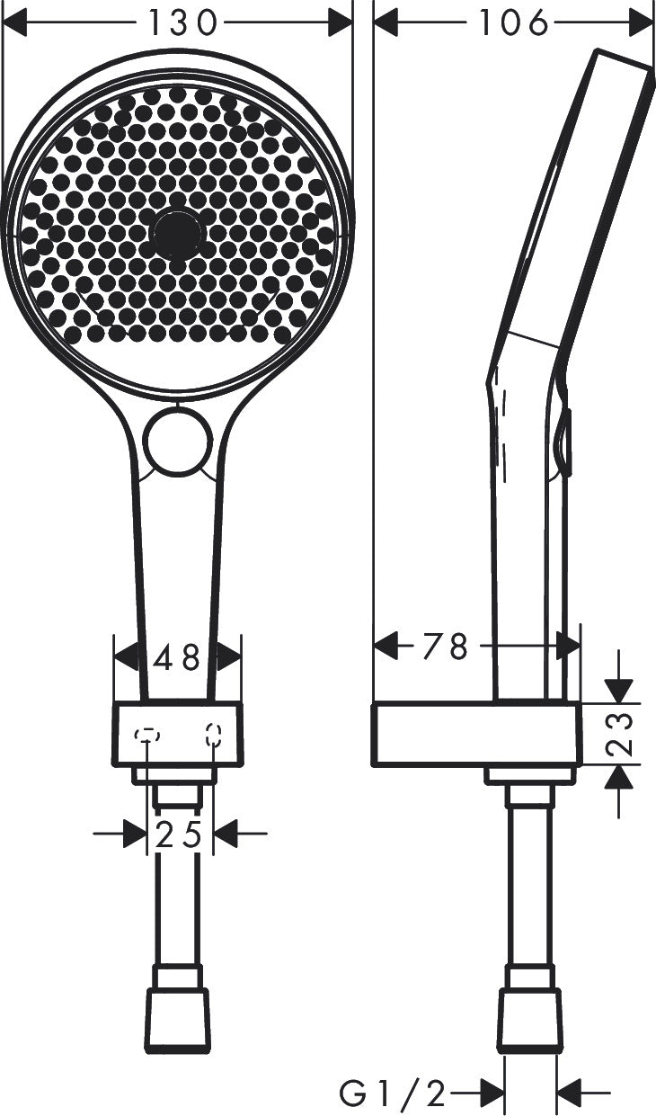 Hansgrohe Rainfinity Shower Holder Set 130 3jet with Shower Hose 160 cm 26851000 dimensions