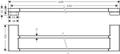 Hansgrohe Addstoris Double Bath Towel Rail dimensions