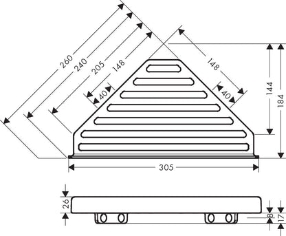 Hansgrohe Addstoris Corner Basket 41741347 dimensions