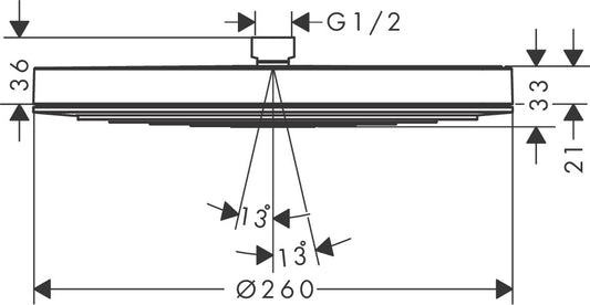 Hansgrohe Pulsify S Overhead Shower 260 1jet 24140140 dimensions